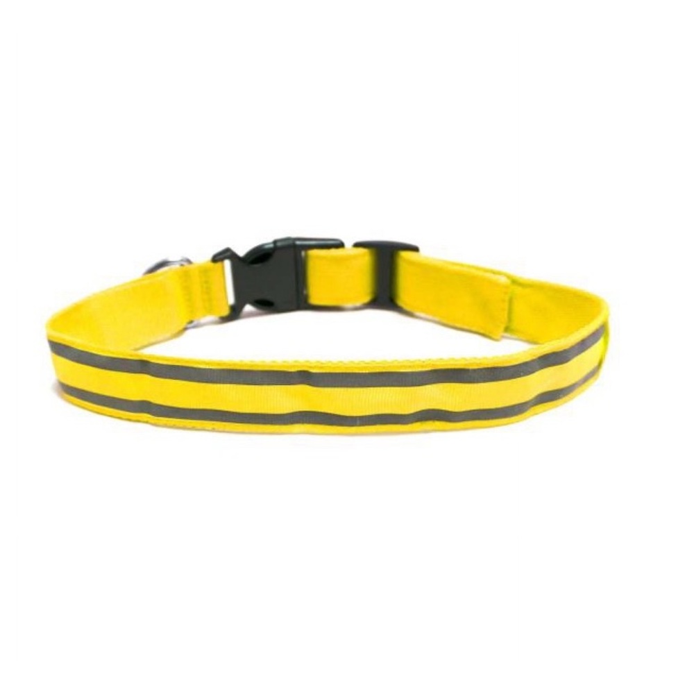 Bagoo Yellow LED Reflective Dog Collar MEDIUM